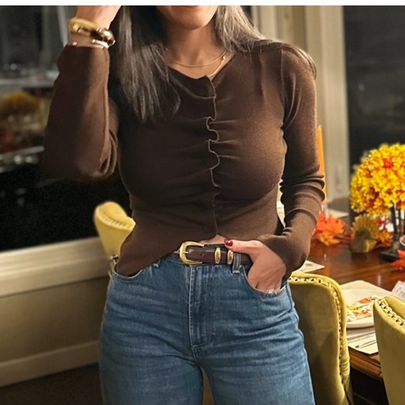 Zara brown long sleeve top in size small - Picture 6 of 6